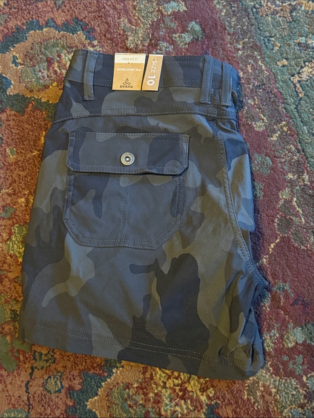 NWT - prAna Halle Short II Women’s‎ Size 10 Charcoal Camo - $69 MSRP